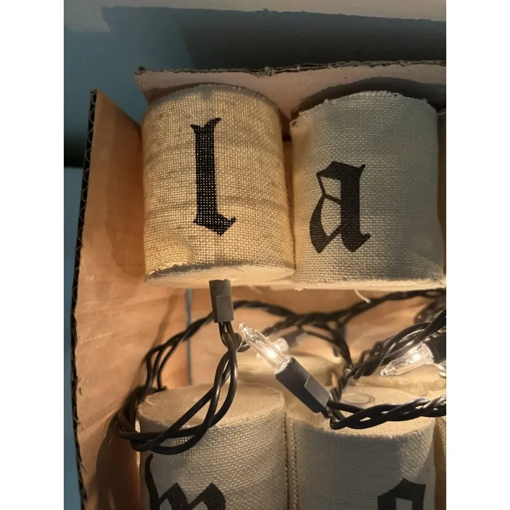 Pottery Barn Happy Halloween String Lights Burlap Retired used once READ